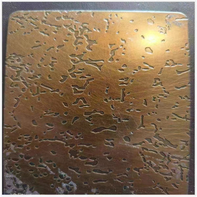 Gekleurde Roestvrij staalbladen 304 Gouden Oppervlakte 0.2mm Dikte Aangepaste Koudgewalste Grootte